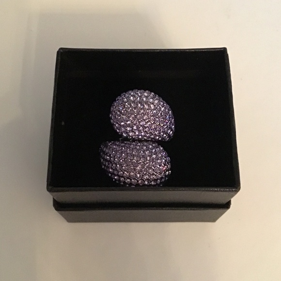 Fabulous Joan Boyce light purple colour pave cocktail ring size 6 - Picture 3 of 5